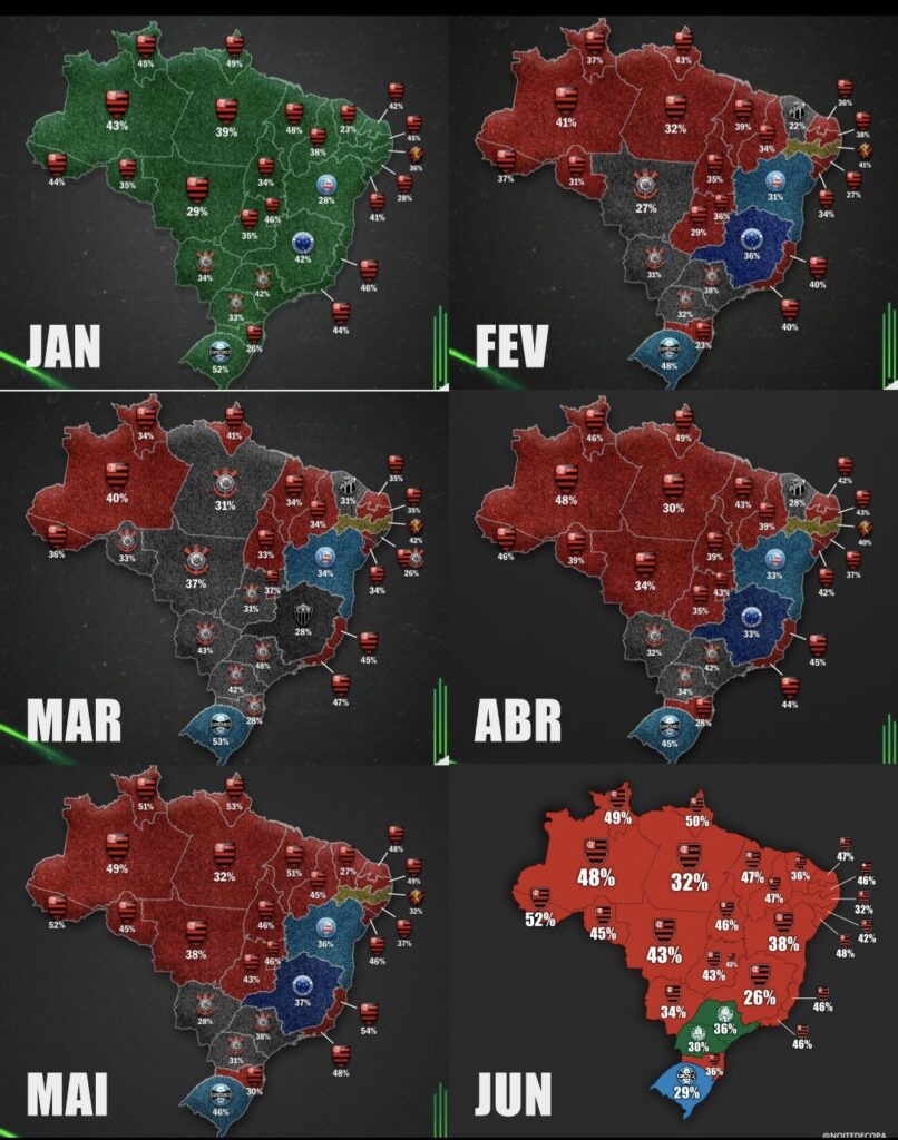 TIMES MAIS PESQUISADOS DO BRASIL NO GOOGLE DURANTE O 1º SEMESTRE DE 2025