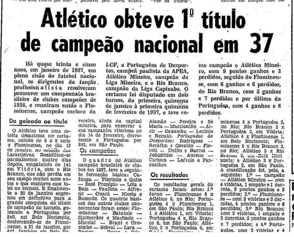 A história do Primeiro Campeonato Brasileiro A história do Primeiro Campeonato Brasileiro