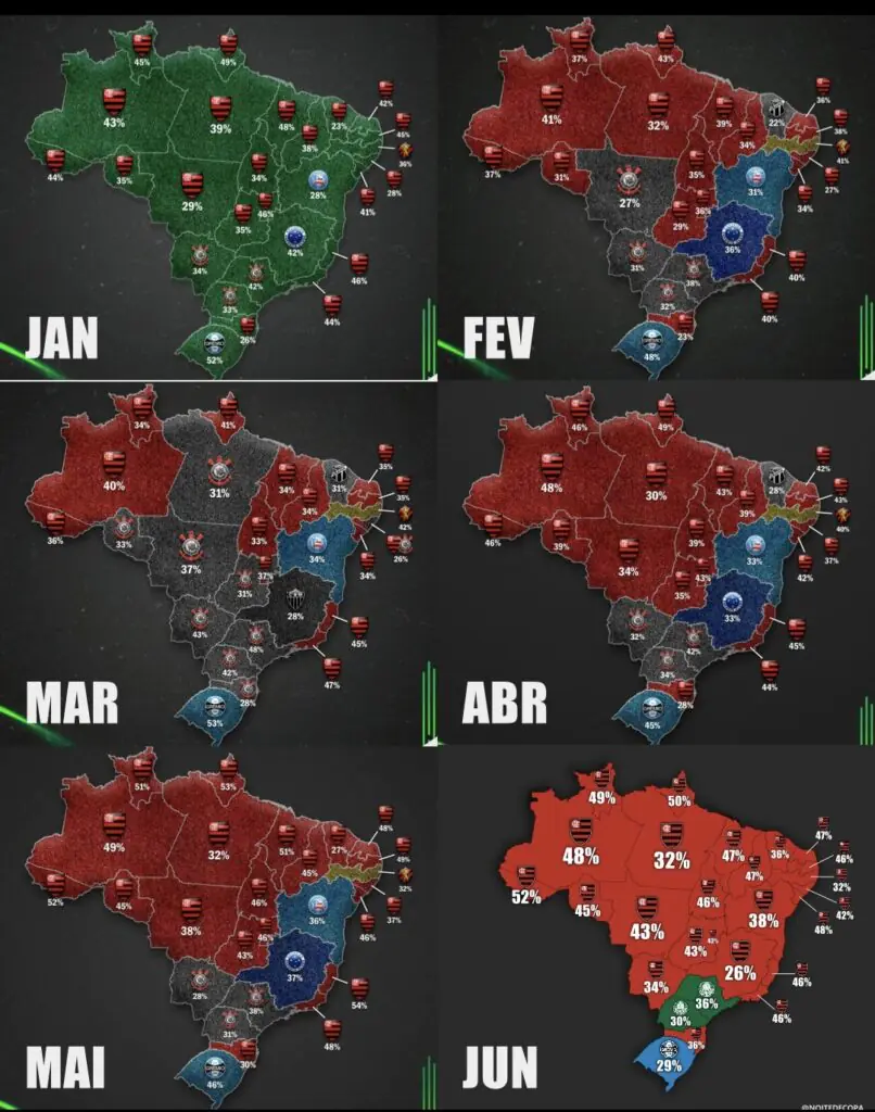 TIMES MAIS PESQUISADOS DO BRASIL NO GOOGLE DURANTE O 1º SEMESTRE DE 2025